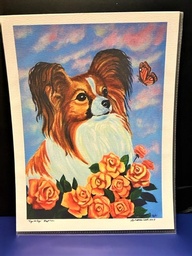 Print of Papillon in roses 